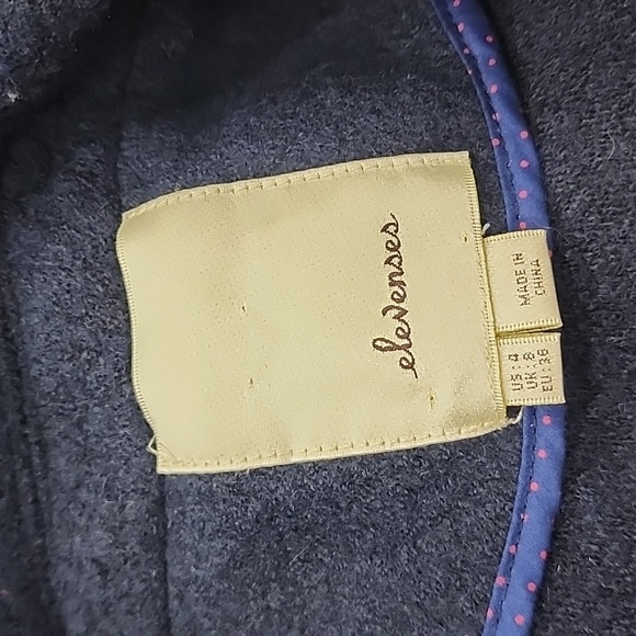 Elevenses Anthropologie navy blue wool jacket coat size 4 Small - Picture 3 of 6